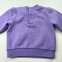 Load image into Gallery viewer, Girls Baby Biz, purple fleece lined sweater / jumper, unicorn, FUC, size 0000,  