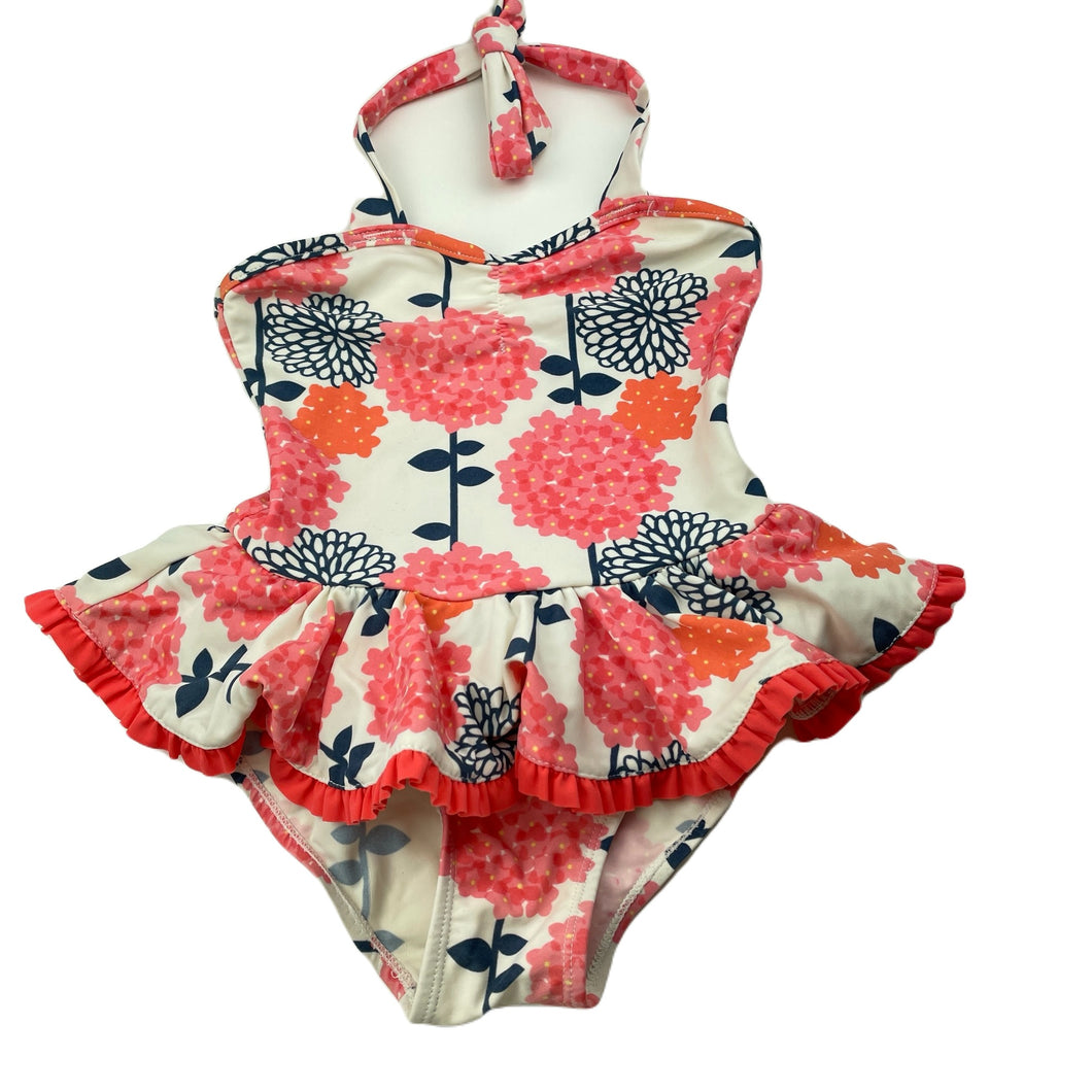 Girls floral, halter neck swim one-piece, GUC, size 4-5,  