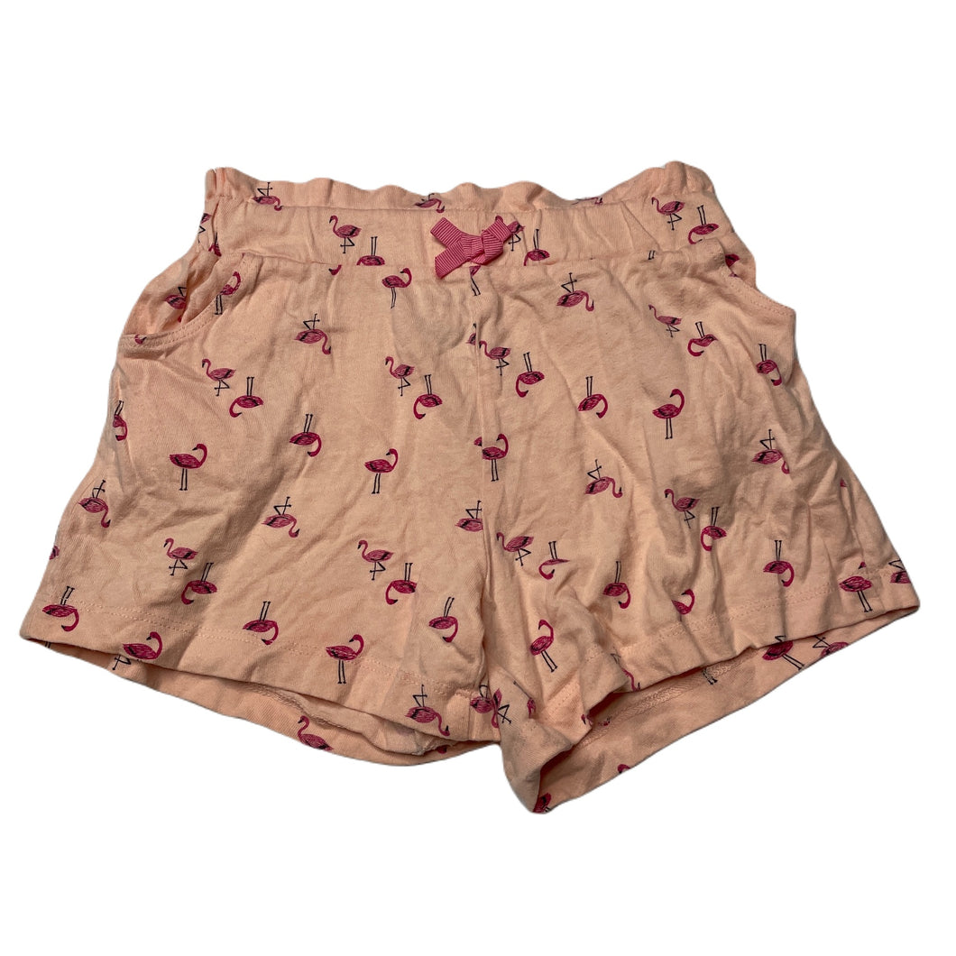 Girls Anko, pink cotton shorts, elasticated, flamingos, GUC, size 4,  