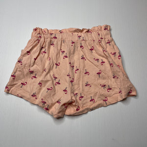 Girls Anko, pink cotton shorts, elasticated, flamingos, GUC, size 4,  