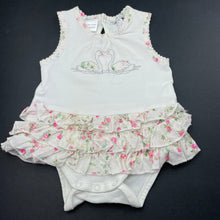 Load image into Gallery viewer, Girls Bebe by Minihaha, embroidered summer romper, light marks on back, FUC, size 000,  