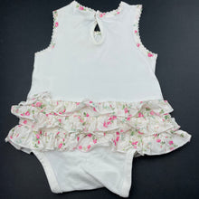 Load image into Gallery viewer, Girls Bebe by Minihaha, embroidered summer romper, light marks on back, FUC, size 000,  