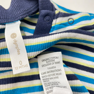 Boys Dymples, ribbed stretchy organic cotton blend romper, FUC, size 0,  