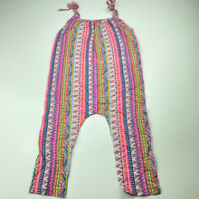 Load image into Gallery viewer, Girls lightweight, colourful summer romper, no labels, shoulder to hem: 64cm approx, EUC, size 0-1,  