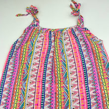 Load image into Gallery viewer, Girls lightweight, colourful summer romper, no labels, shoulder to hem: 64cm approx, EUC, size 0-1,  