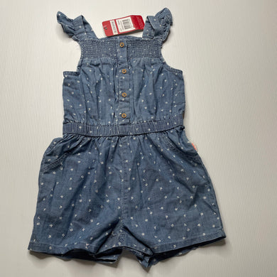 Girls Sprout, floral chambray cotton playsuit, NEW, size 2,  