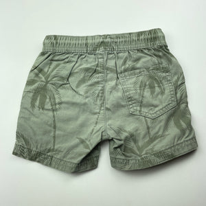 Boys green, cotton shorts, elasticated, labels removed, W: 23.5cm across unstretched, FUC, size 1-2,  