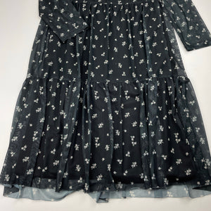 Girls Mango, lined black & white floral lightweight dress, GUC, size 12, L: 86cm