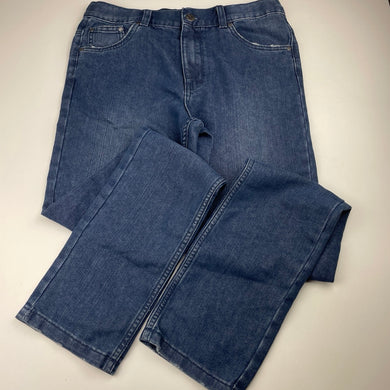Boys 1964 Denim Co, dark denim jeans, adjustable, Inside leg: 76cm, wear on cuffs, FUC, size 16,  