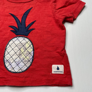 Boys Country Road, cotton t-shirt / top, applique pineapple, GUC, size 000,  