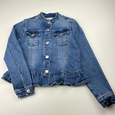 Girls Country Road, stretch denim jacket, poppers, L: 38cm, GUC, size 6-7,  