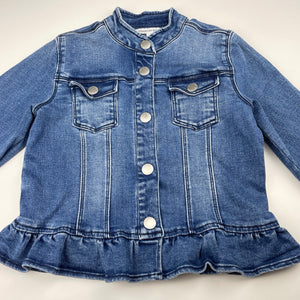Girls Country Road, stretch denim jacket, poppers, L: 38cm, GUC, size 6-7,  