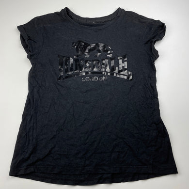 Girls Lonsdale, black cotton t-shirt / top, labels removed, armpit to armpit: 37cm, GUC, size 8-10,  