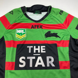 Boys NRL Authentics, Souths Rabbitohs 2013 home jersey, small marks back left sleeve, FUC, size 12,  