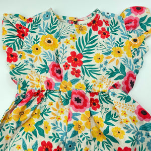 Girls Goldie + Ace, colourful floral linen romper, EUC, size 0,  