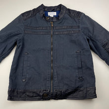 Load image into Gallery viewer, Boys Pumpkin Patch, dark blue cotton &amp; faux leather jacket, wash fade, FUC, size 5,  