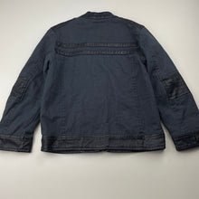 Load image into Gallery viewer, Boys Pumpkin Patch, dark blue cotton &amp; faux leather jacket, wash fade, FUC, size 5,  