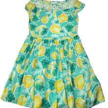 Load image into Gallery viewer, Girls Pumpkin Patch, lightweight open-back dress, pineapples &amp; bananas, EUC, size 8, L: 68cm