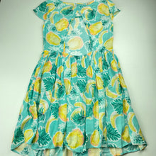 Load image into Gallery viewer, Girls Pumpkin Patch, lightweight open-back dress, pineapples &amp; bananas, EUC, size 8, L: 68cm