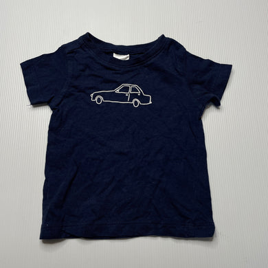 Boys Anko, navy cotton t-shirt / top, car, GUC, size 000,  