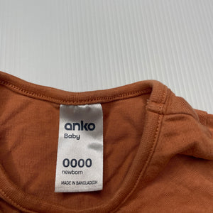 unisex Anko, cotton long sleeve top, GUC, size 0000,  