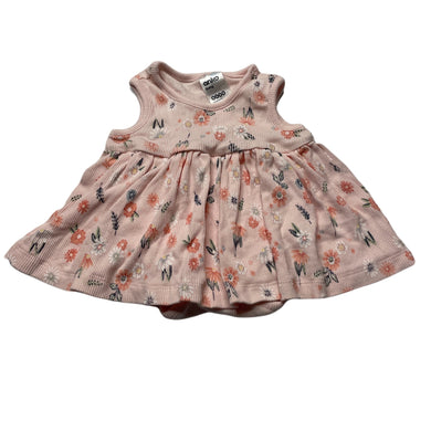 Girls Anko, ribbed floral cotton romper dress, EUC, size 0000,  