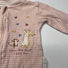 Load image into Gallery viewer, Girls Guess How Much I Love You, pink cotton zip romper, GUC, size 000,  