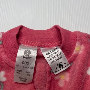 Girls Dymples, floral fleece zip coverall / romper, GUC, size 000,  