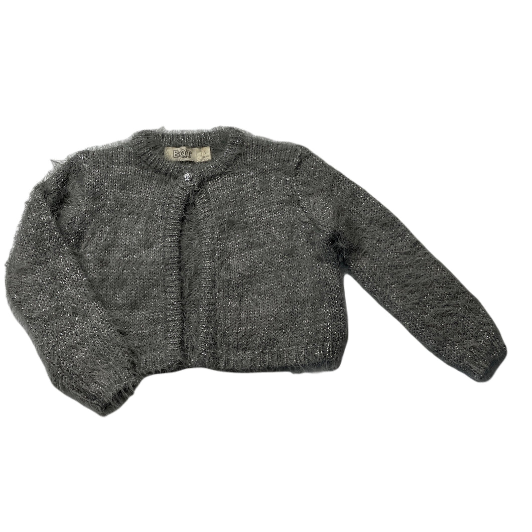 Girls BQT, grey/silver fluffy bolero cardigan, EUC, size 1,  