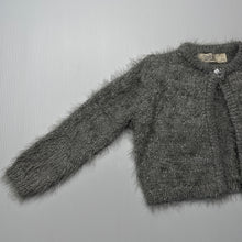 Load image into Gallery viewer, Girls BQT, grey/silver fluffy bolero cardigan, EUC, size 1,  