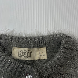 Girls BQT, grey/silver fluffy bolero cardigan, EUC, size 1,  