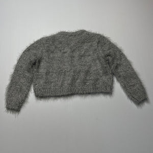 Girls BQT, grey/silver fluffy bolero cardigan, EUC, size 1,  