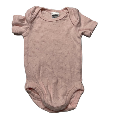Girls Anko, pink pointelle cotton bodysuit / romper, EUC, size 000,  