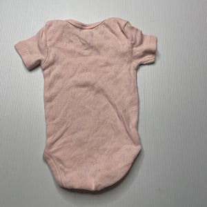 Girls Anko, pink pointelle cotton bodysuit / romper, EUC, size 000,  