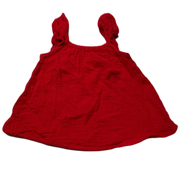 Girls Dymples, red crinkle cotton summer top, GUC, size 0,  