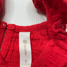 Load image into Gallery viewer, Girls Dymples, red crinkle cotton summer top, GUC, size 0,  