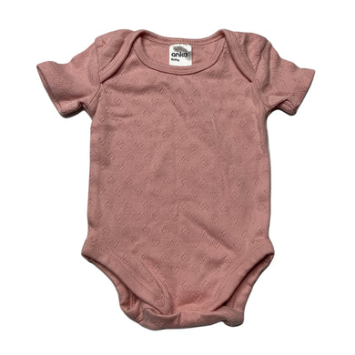 Girls Anko, pink pointelle cotton bodysuit / romper, EUC, size 000,  