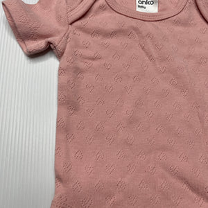 Girls Anko, pink pointelle cotton bodysuit / romper, EUC, size 000,  
