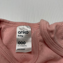 Load image into Gallery viewer, Girls Anko, pink pointelle cotton bodysuit / romper, EUC, size 000,  