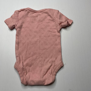 Girls Anko, pink pointelle cotton bodysuit / romper, EUC, size 000,  
