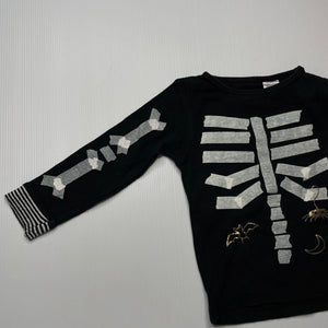 unisex Cotton On, cotton long sleeve pyjama top, skeleton, FUC, size 2,  