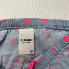 Load image into Gallery viewer, Girls Target, chambray cotton shorts, elasticated, flamingos, EUC, size 000,  