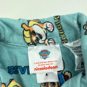 Boys Nickelodeon, Paw Patrol flannel cotton pyjama top, EUC, size 4,  