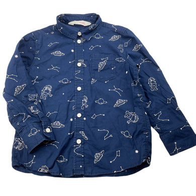 Boys H&M, navy cotton long sleeve shirt, astronauts, GUC, size 4,  