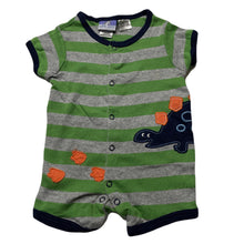 Load image into Gallery viewer, Boys UNICORN, striped cotton romper, dinosaur, GUC, size 000,  