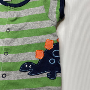 Boys UNICORN, striped cotton romper, dinosaur, GUC, size 000,  
