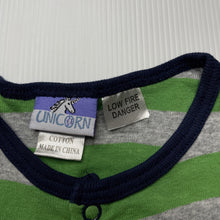 Load image into Gallery viewer, Boys UNICORN, striped cotton romper, dinosaur, GUC, size 000,  