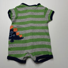 Load image into Gallery viewer, Boys UNICORN, striped cotton romper, dinosaur, GUC, size 000,  