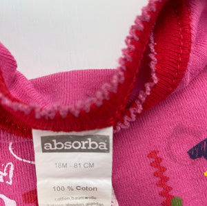 Girls Absorba, ponk cotton bodysuit / romper, GUC, size 1,  