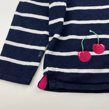 Load image into Gallery viewer, Girls Shrinking Violet, navy &amp; white knitted cardigan, wash fade, small marks, FUC, size 5,  